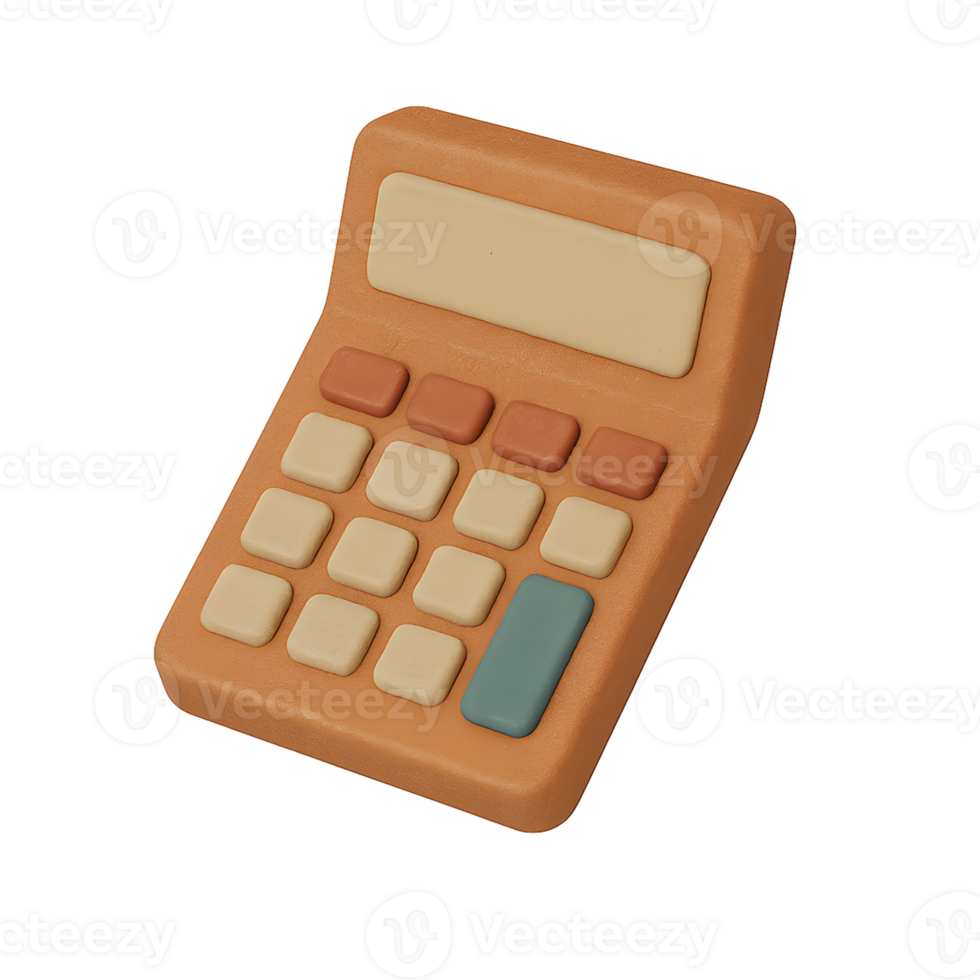 Clay Style Calculator Icon Isolated on Transparent Background for Finance, Accounting, and Budget Planning Use png