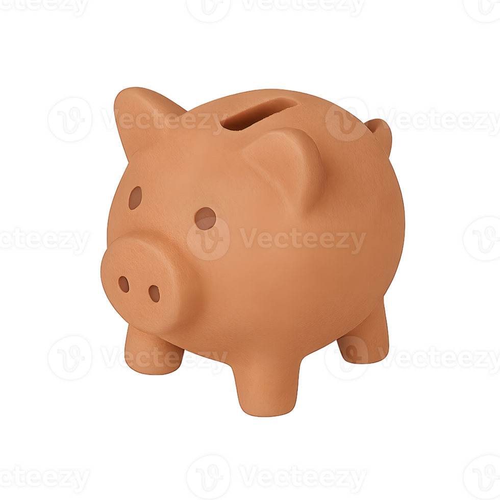 Clay Style Piggy Bank Icon Isolated on Transparent Background for Saving Money and Financial Planning Concepts png