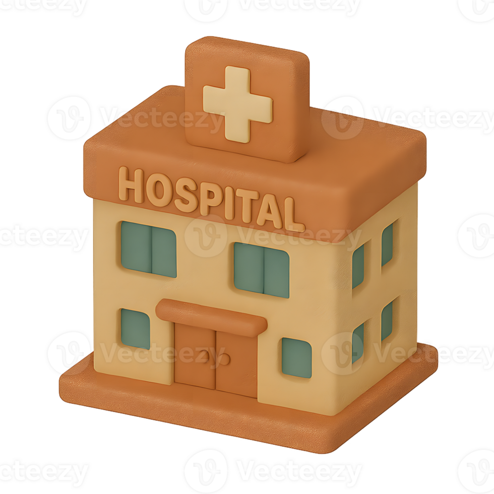 A small toy hospital building with a cross on it png