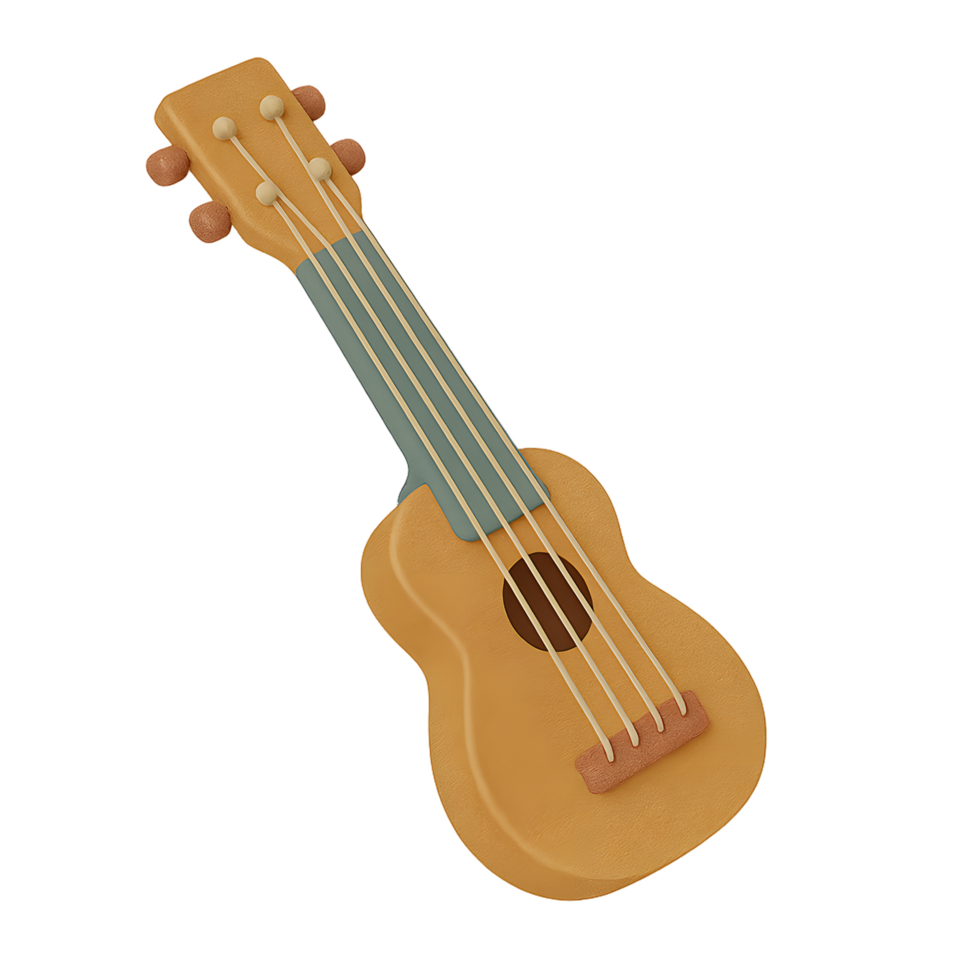 Clay Style Ukulele Musical Instrument Icon Isolated on Transparent Background for Music, Hobby, and Creative Concepts png