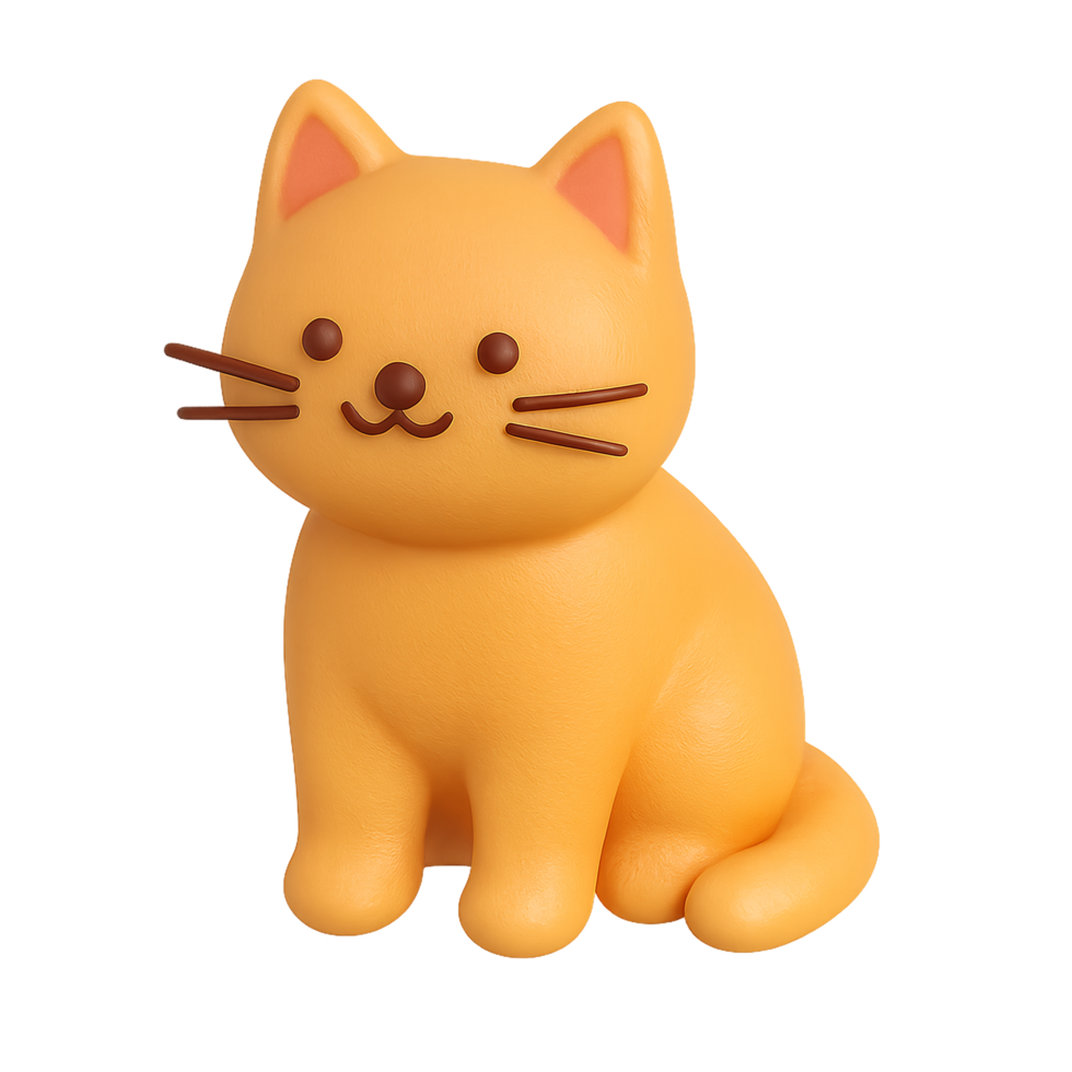 Cute Clay Style Cat Figure Sitting Isolated on Transparent Background png