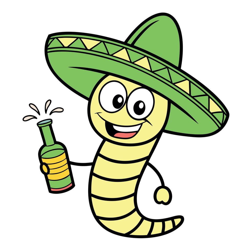 Mexican worm cartoon character illustration vector