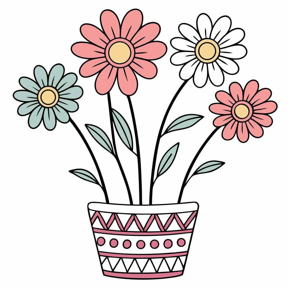 Flower pot with flowers in it vector