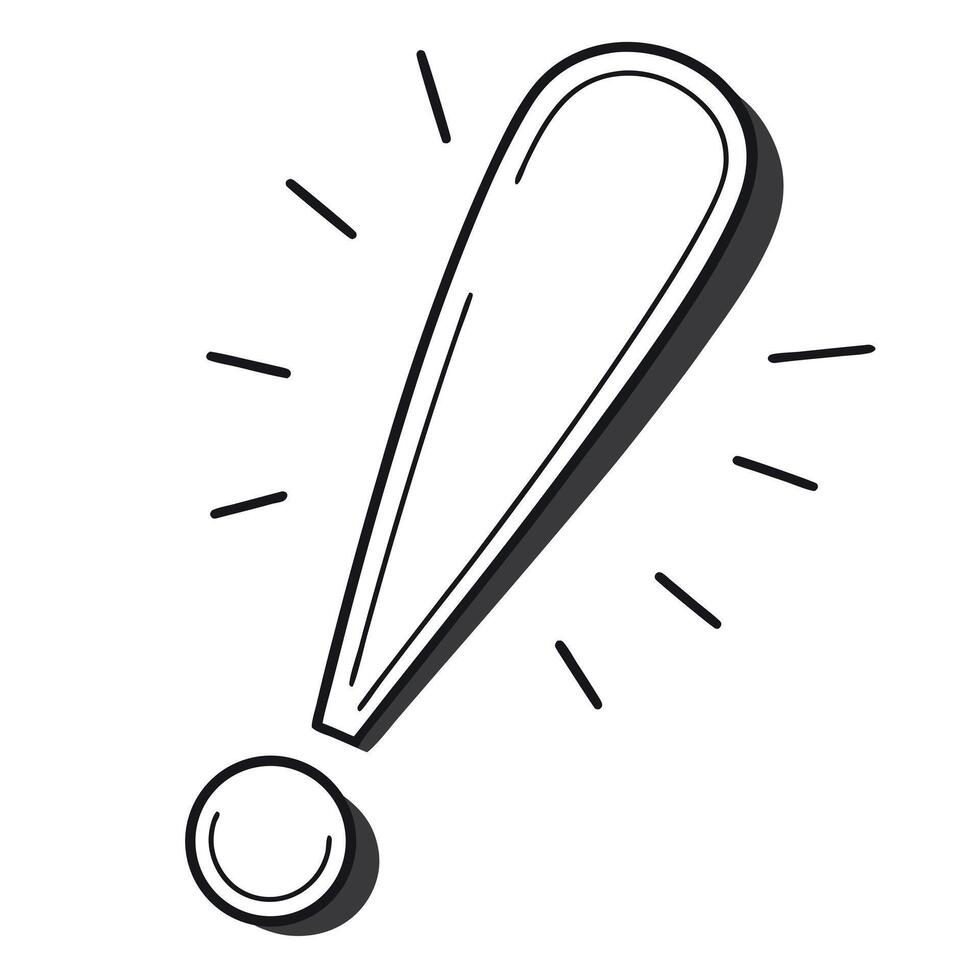 A black and white drawing of a exclamation mark vector
