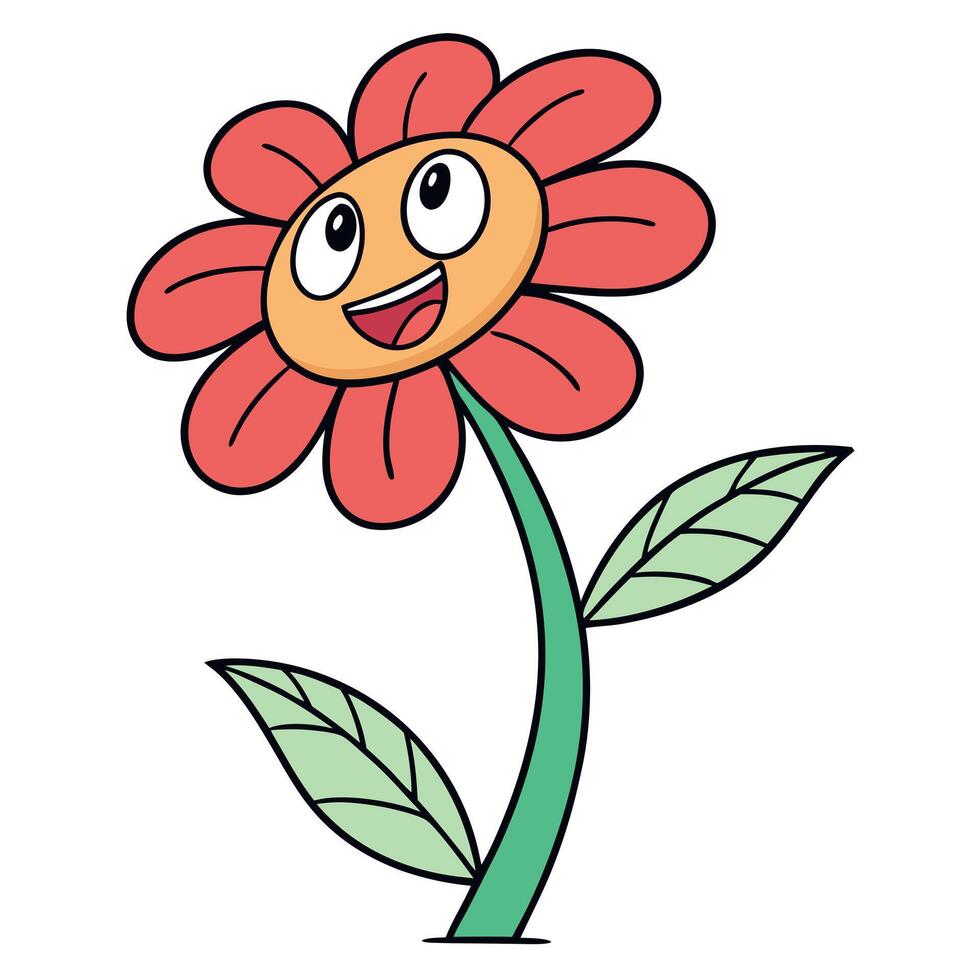 A cartoon flower with a smile on it vector