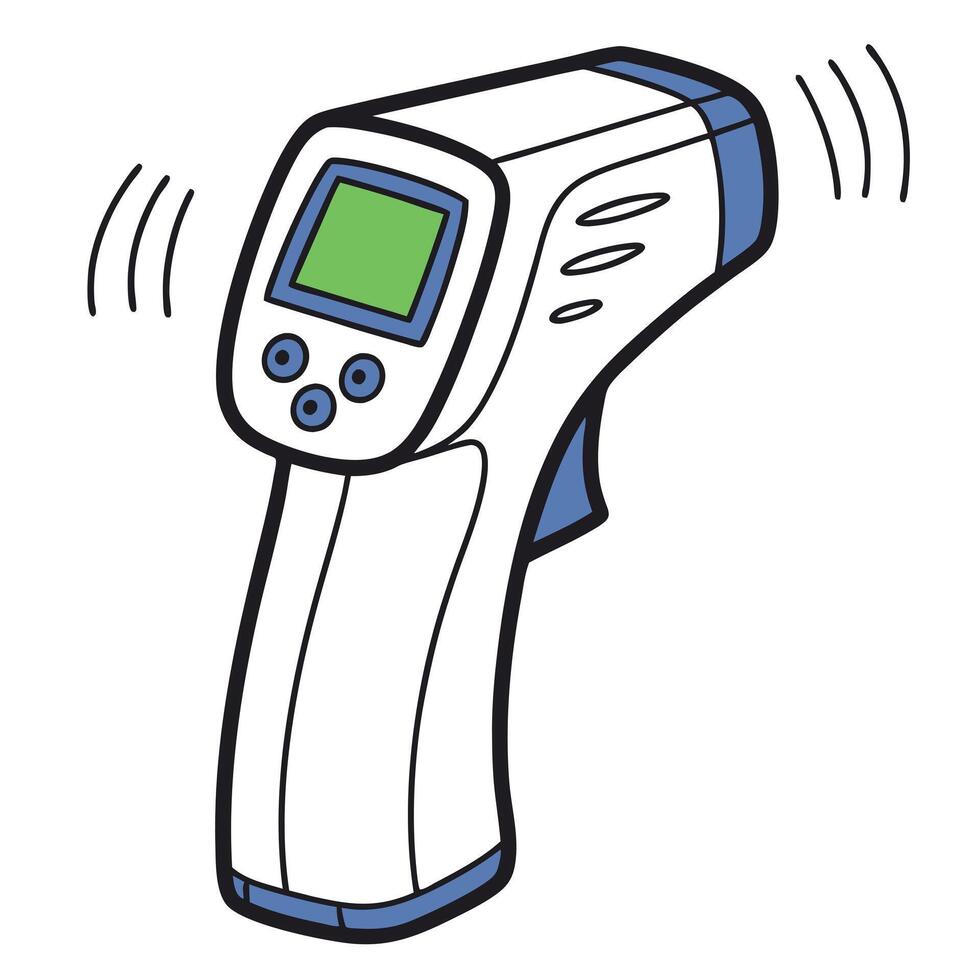 A thermometer with a green screen and a blue screen vector