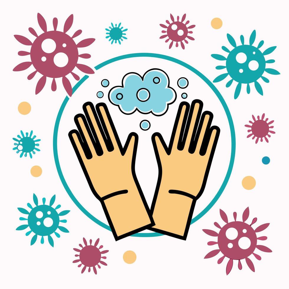 Hands washing with soap and water, coronavirus illustration vector