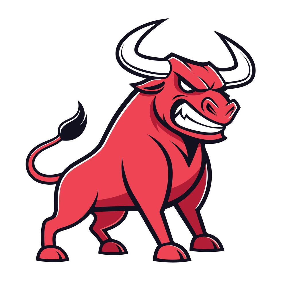 A red bull mascot with horns and a big mouth vector