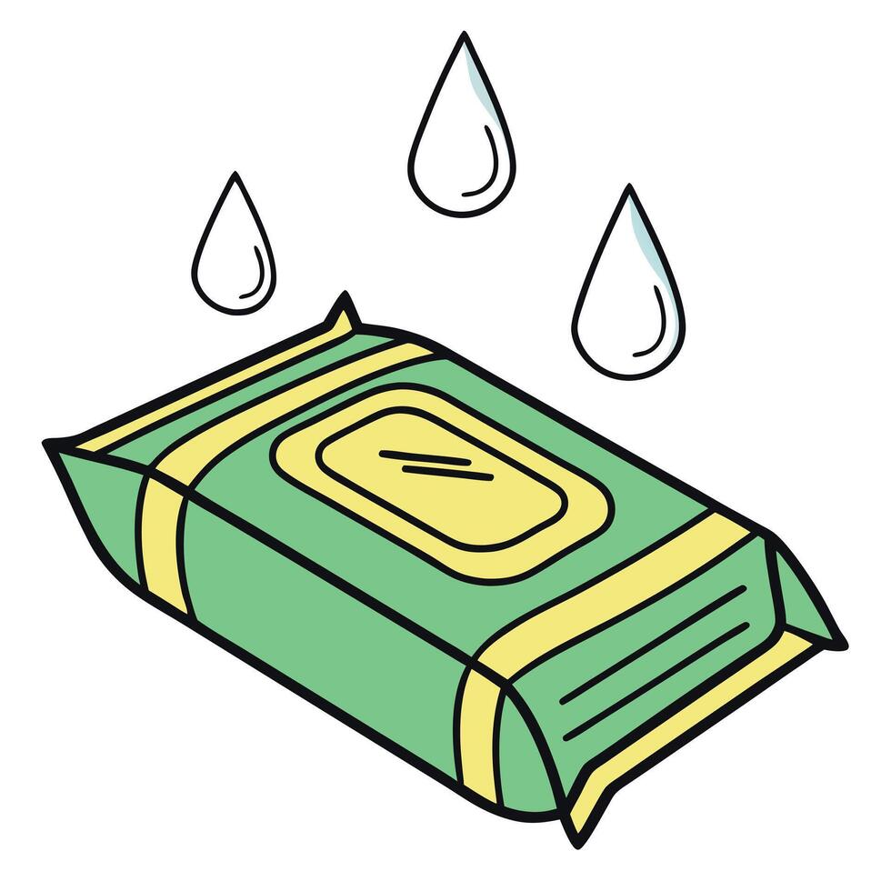 A green box with a drop of water on it vector