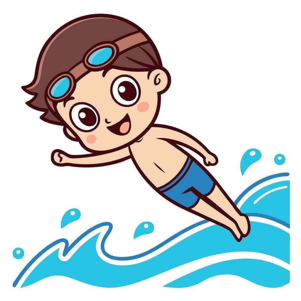 Boy swimming in the ocean vector