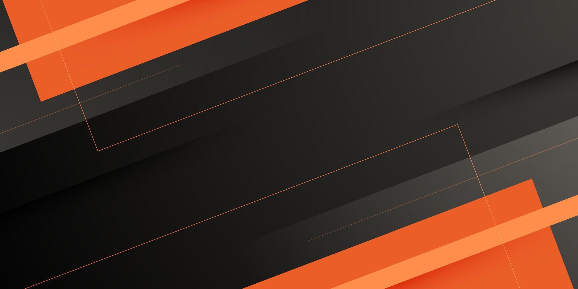 Abstract futuristic dark background. Simple overlap orange shapes and line pattern on dark background. Trendy shapes with shadow. vector