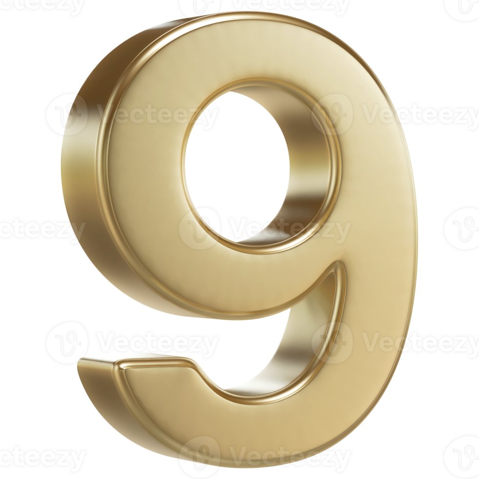 A Luxurious Gold Number Nine png