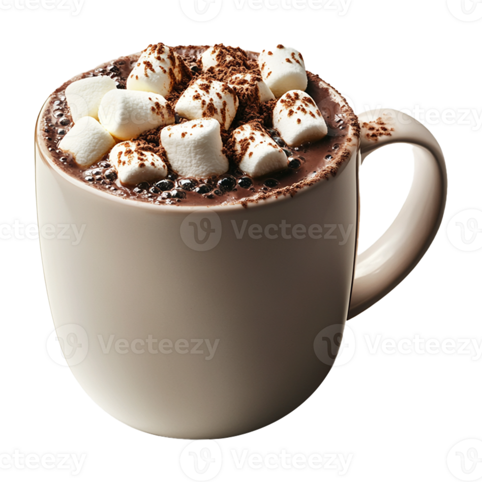 Hot chocolate with marshmallows in a mug png