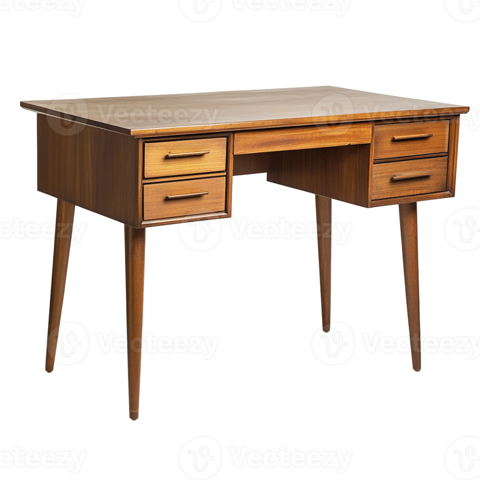 Stylish Walnut Desk with Open Front Side and Storage Space png