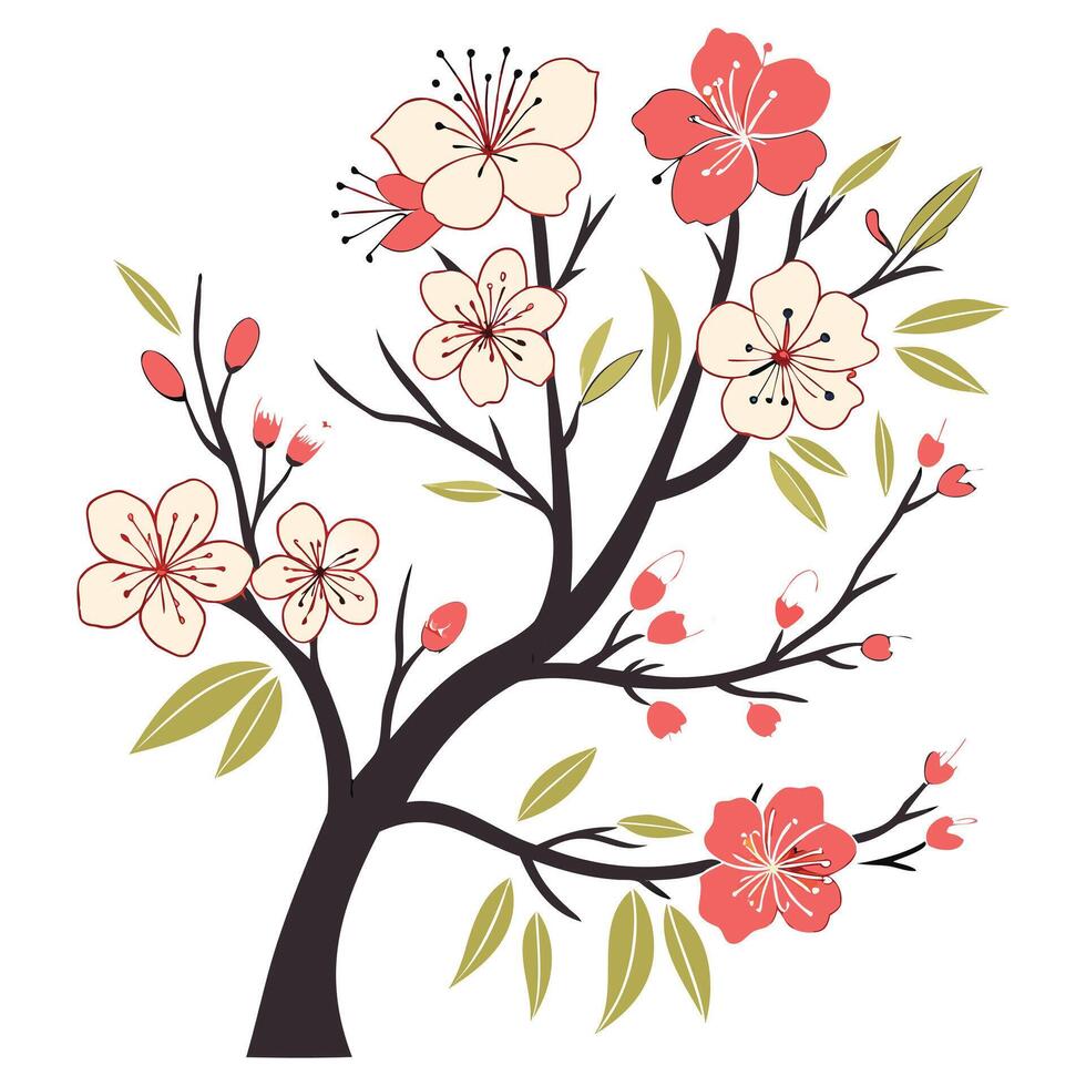 Colorful Flowering Tree Graphic vector