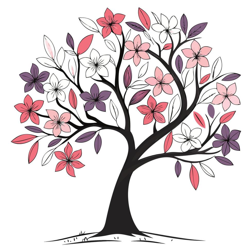 Blooming Flower Tree Illustration vector