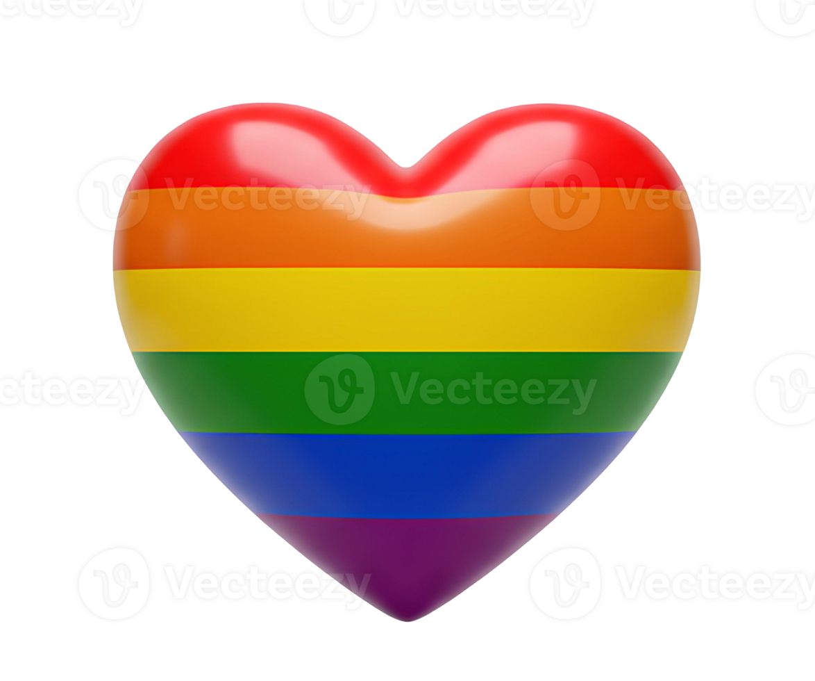 Flat lay of rainbow heart symbolizing love and LGBTQ support isolated on clear background for Pride campaigns. Top view of heart-shaped rainbow Pride symbol isolated for inclusive messaging png