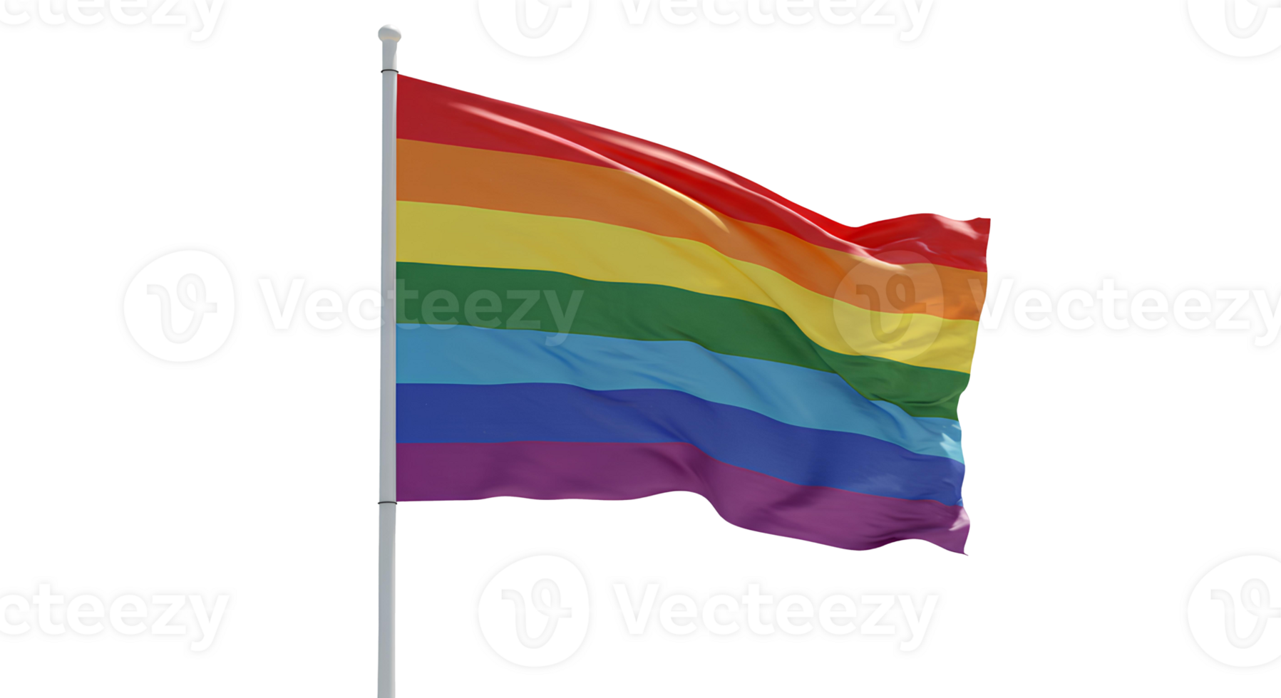 Colorful LGBTQ flag waving isolated on transparent background perfect for inclusivity, diversity, and Pride-themed designs png