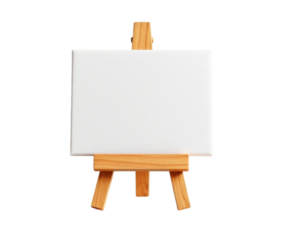 Horizontal canvas mockup blank paper on wood easel png
