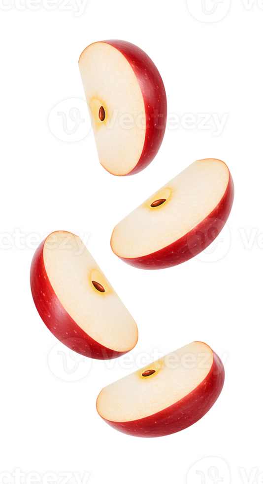 apple slices falling down isolated png