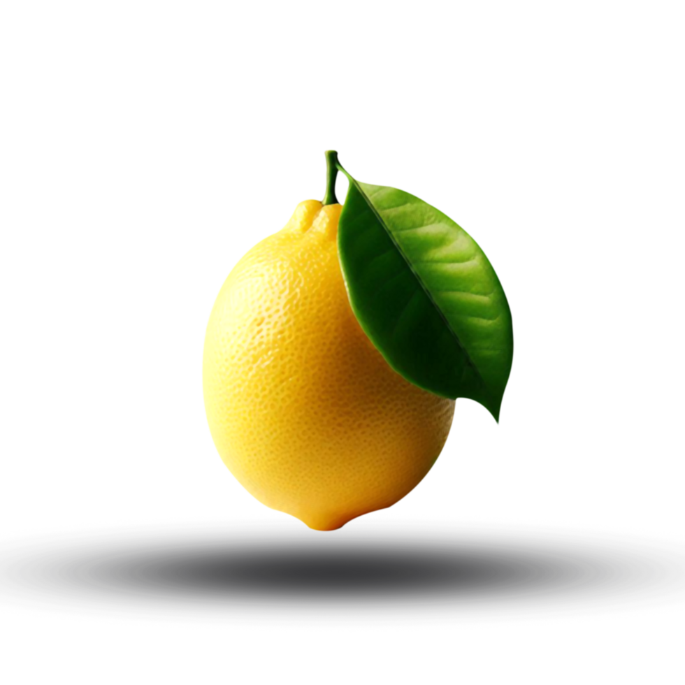 lemon with leaf on transparent background png
