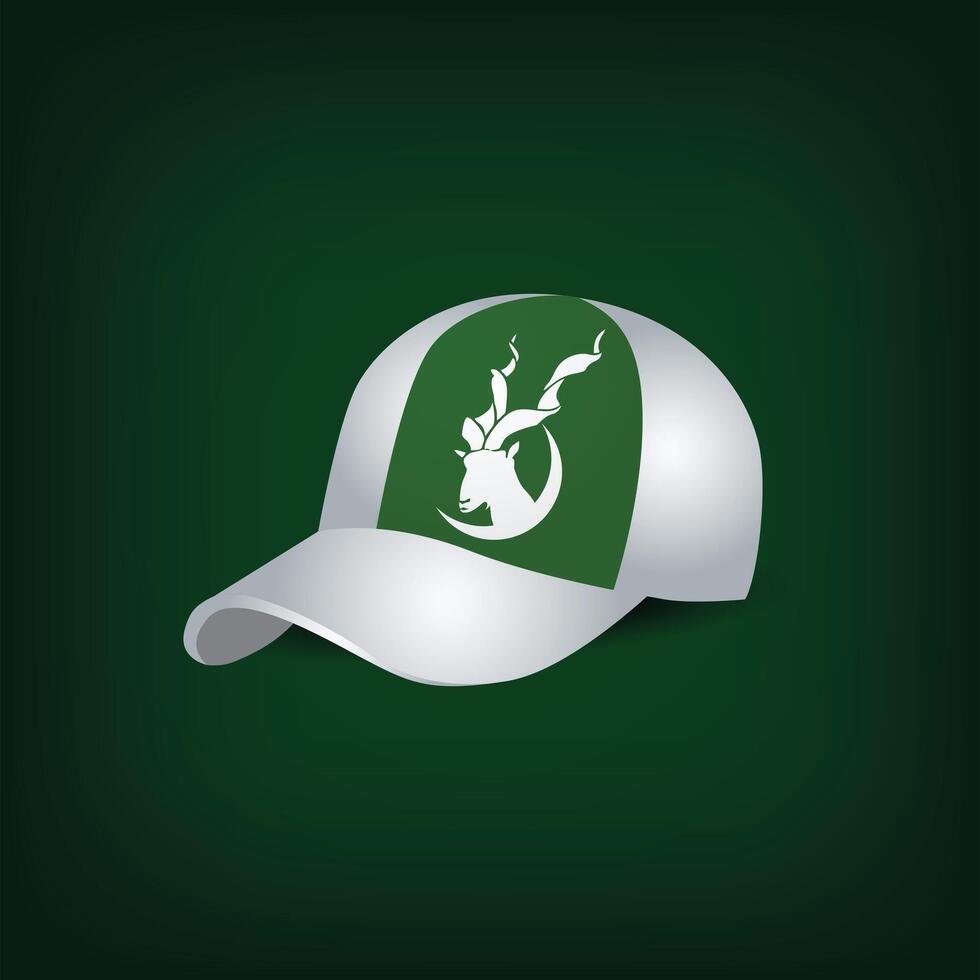 Markhor cap with star and moon with dark green background vector