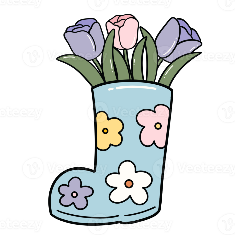 Rain Boots with Flowers Clipart png