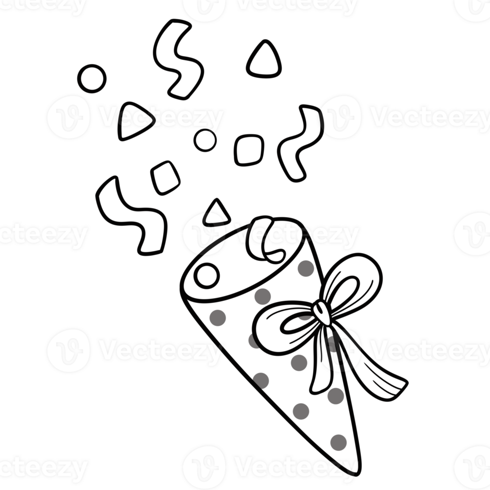 Party Popper Line Art Doodle Illustration png