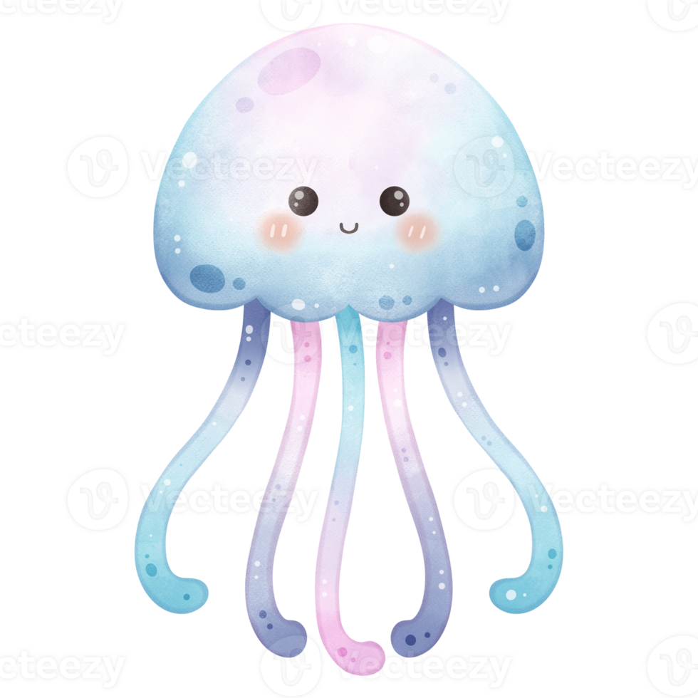 Pastel Blue and Pink Jellyfish png