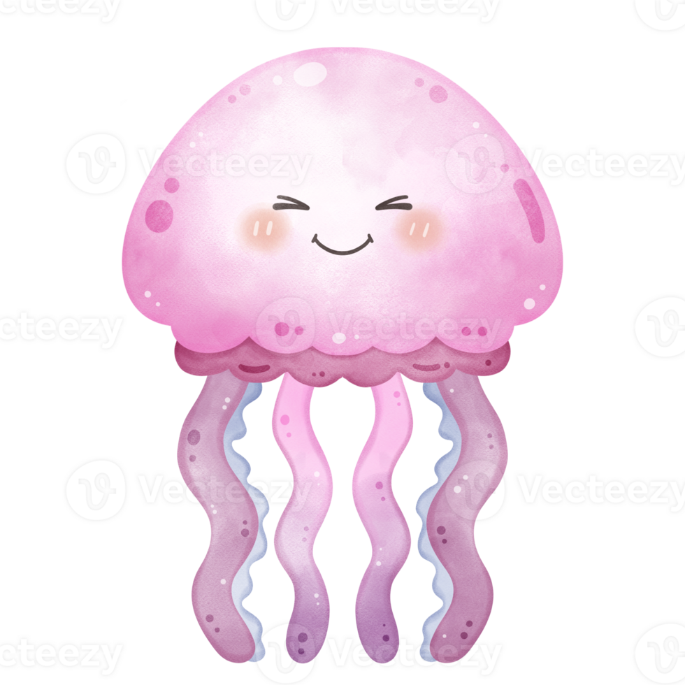 Pink Jellyfish Laughing, Cute Pastel Sea Creature png