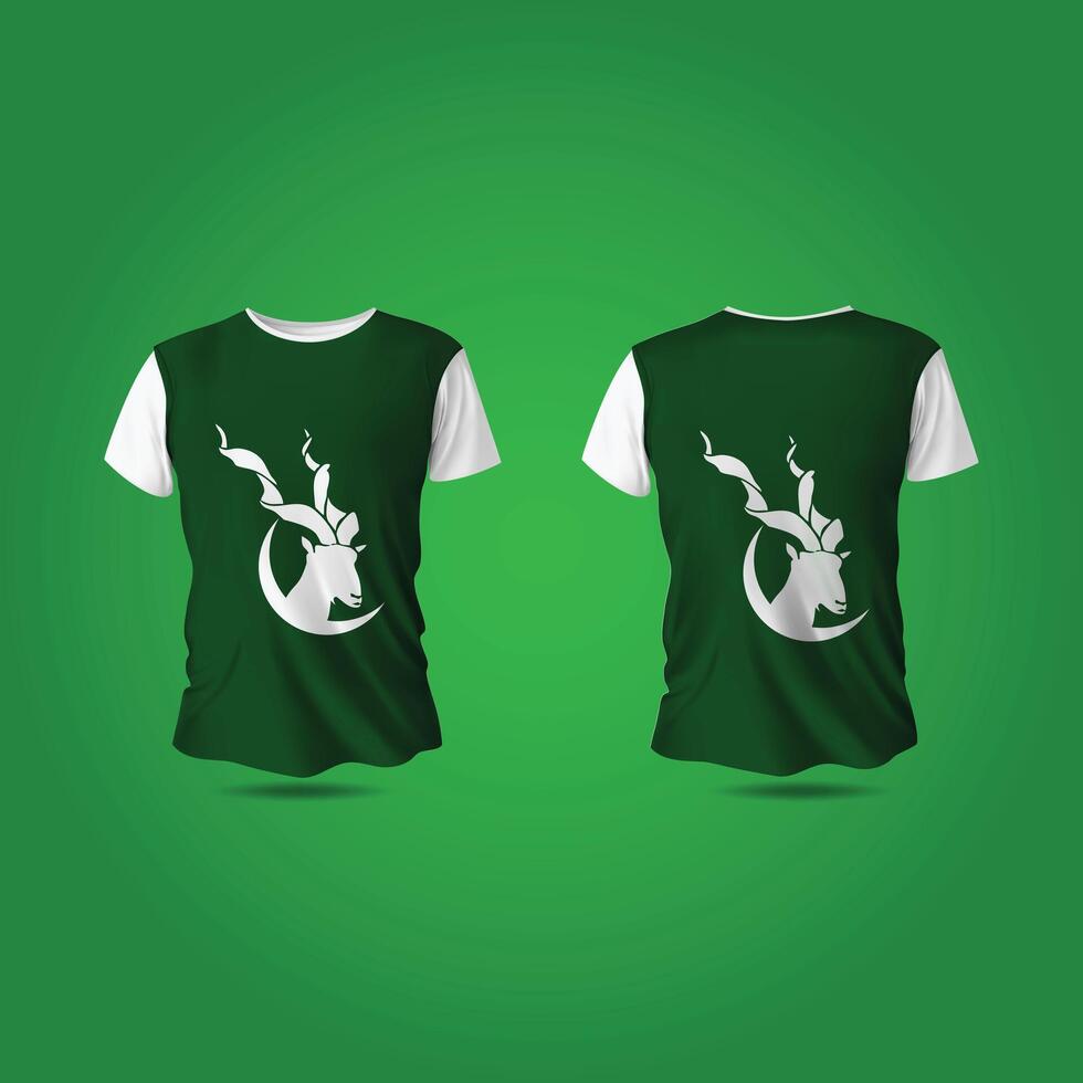 Makrhor t shirt mockup front and back with an dark green background vector