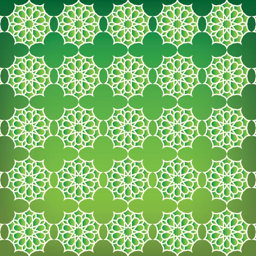 Round geometric ornament, pattern seamless line art with a green gradient background vector