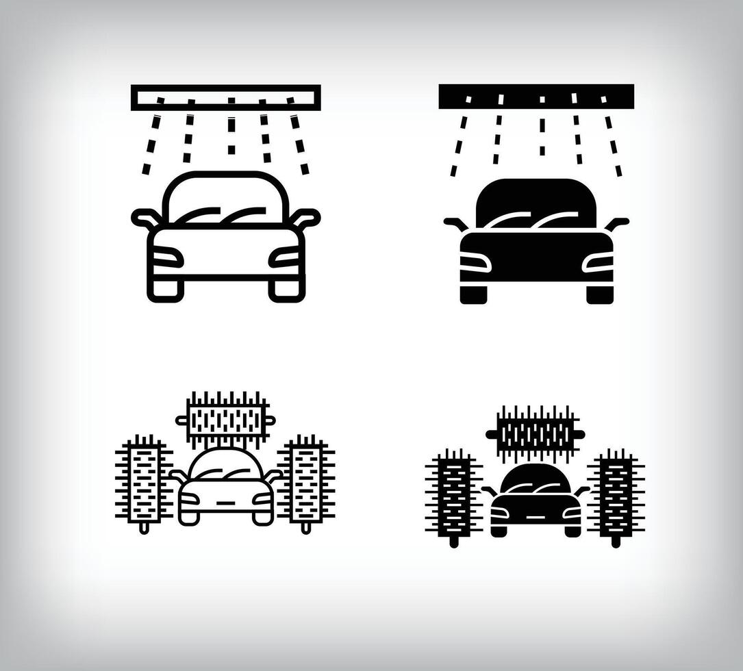 Automatic car wash and brushes, car equipment icon design. Linear and flat simple set of car equipment icons. vector