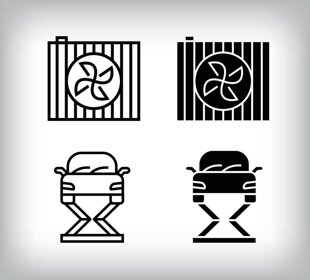 Car fan and lift, rear car equipment icon design. Linear and flat simple set of car equipment icons. vector
