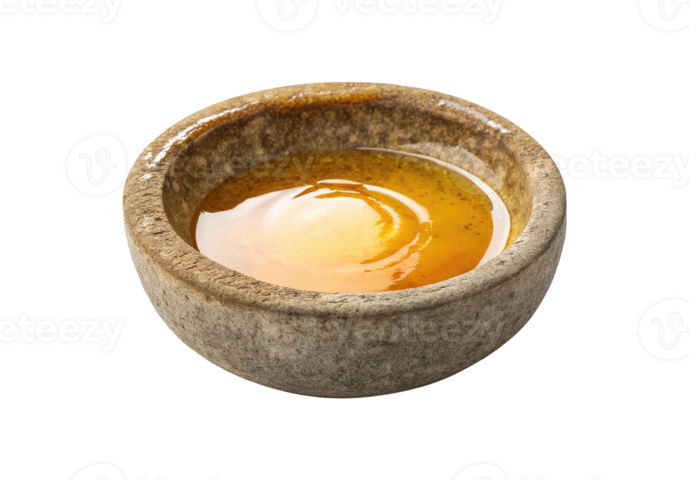 Melted beeswax in a stone bowl isolated on a transparent background png