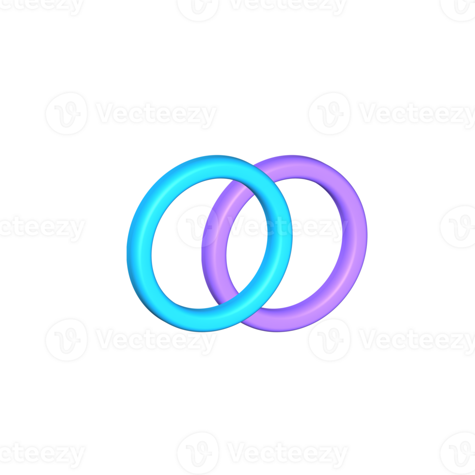 Two overlapping circles 3D Render png