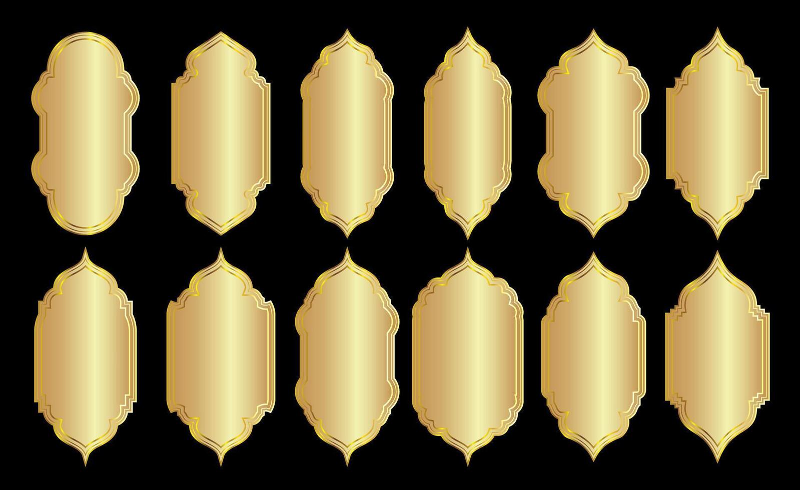 Oriental Gold Moroccan Style Frame or Border Background Set vector