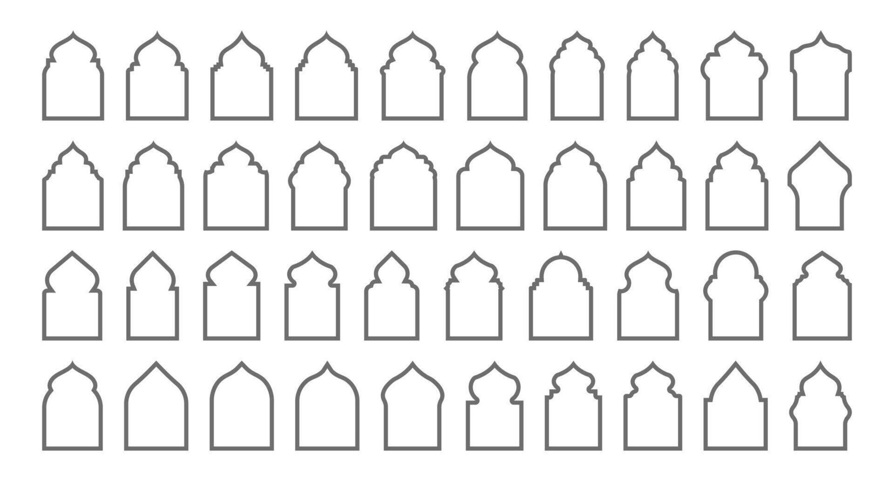 Moroccan Style Outline Arch Silhouette Set vector
