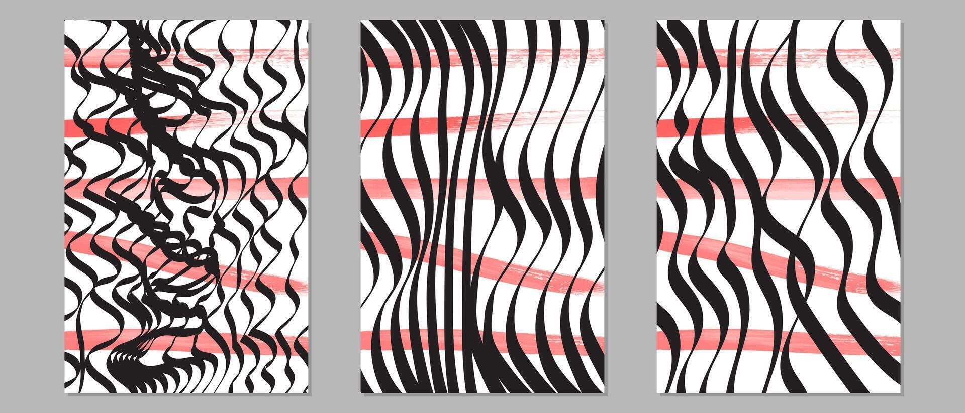 Wall Art with Abstract Black and Red Scribble vector