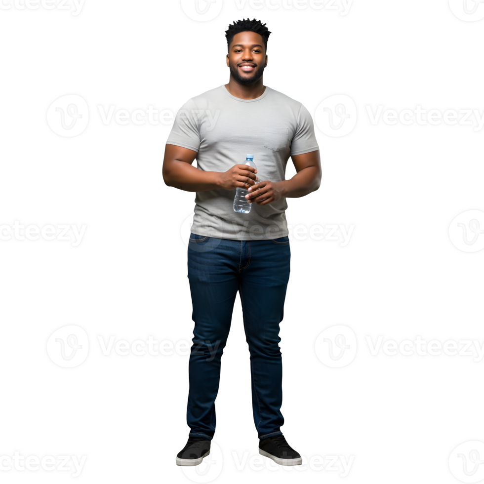 Happy Man Holding Refreshing Water Bottle, Healthy Hydration png