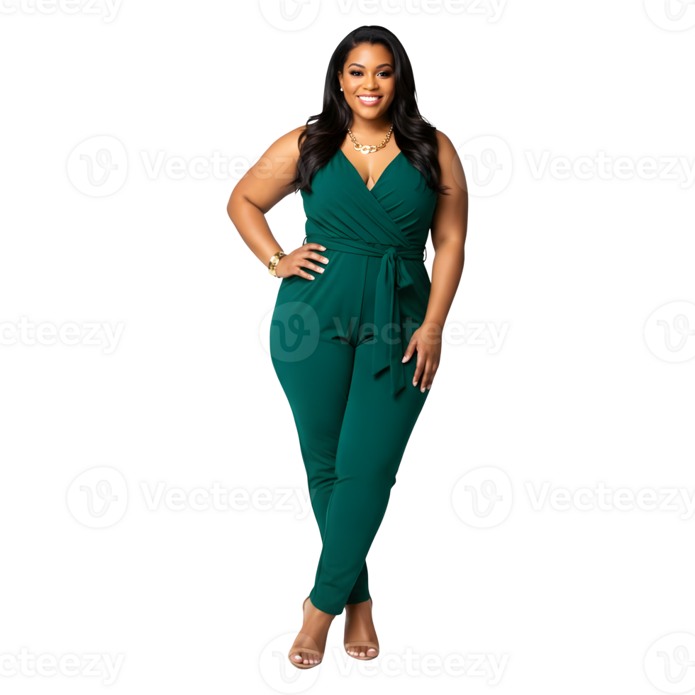 Elegant Emerald Green Plus Size Jumpsuit for Confident Women png