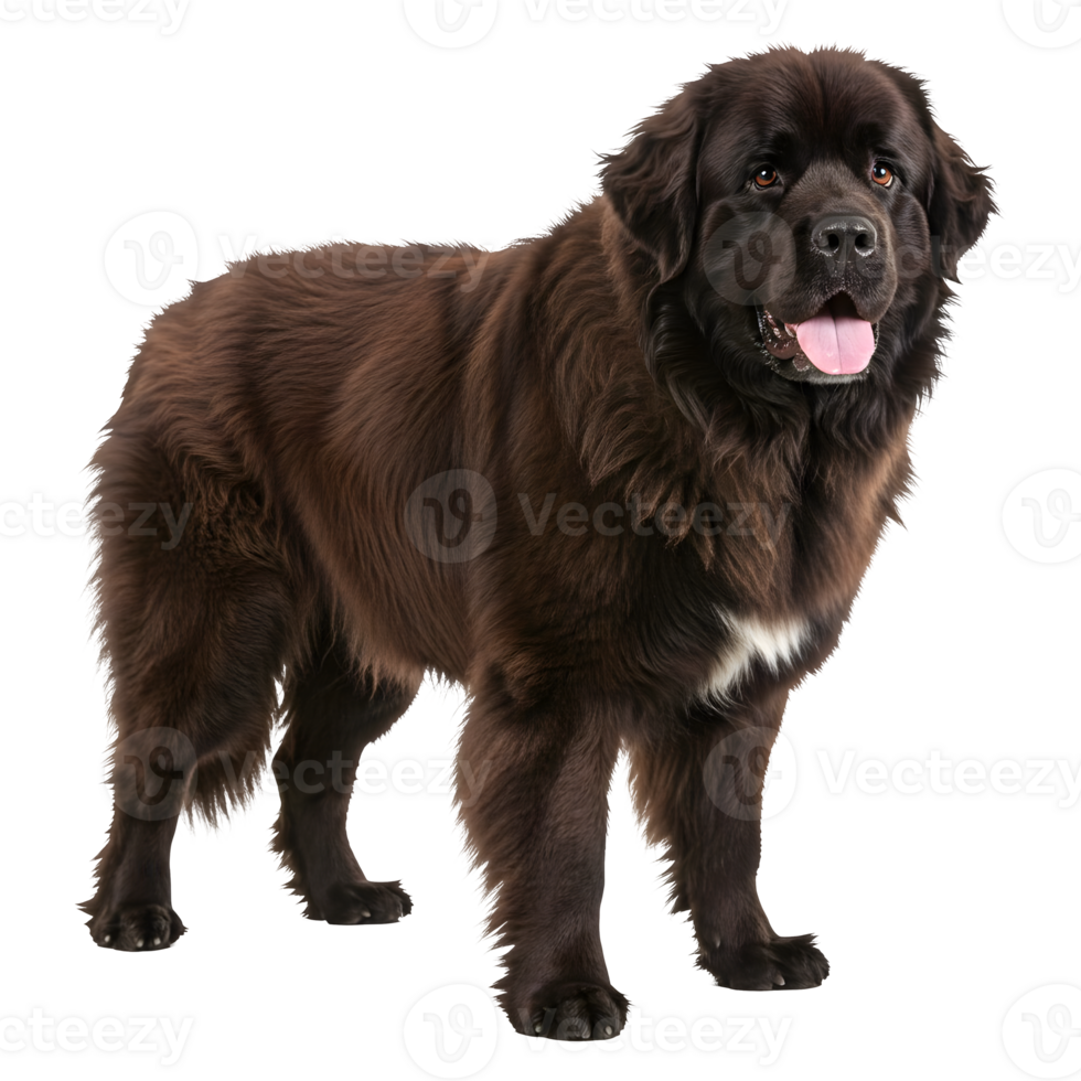 Majestic Brown Newfoundland Dog Portrait, Striking Pose and Thick Coat png