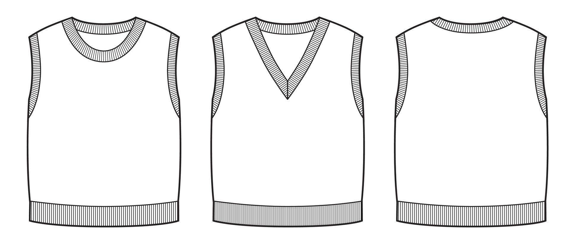 Set of kids knitted vest vector