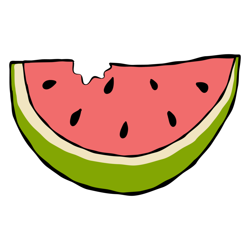Watermelon slice fruit-summer clipart cute bright color hand drawn illustration png