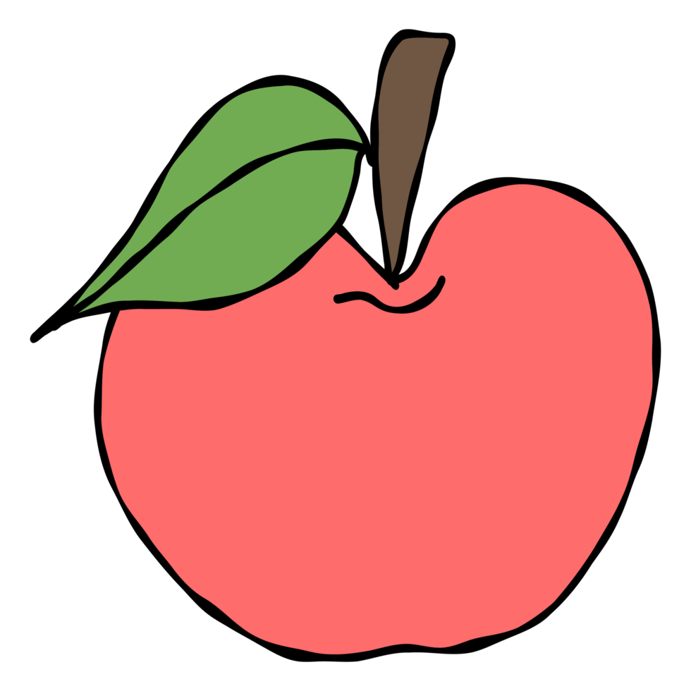 Apple fruit clipart cute fruit summer color bright hand drawn illustration png