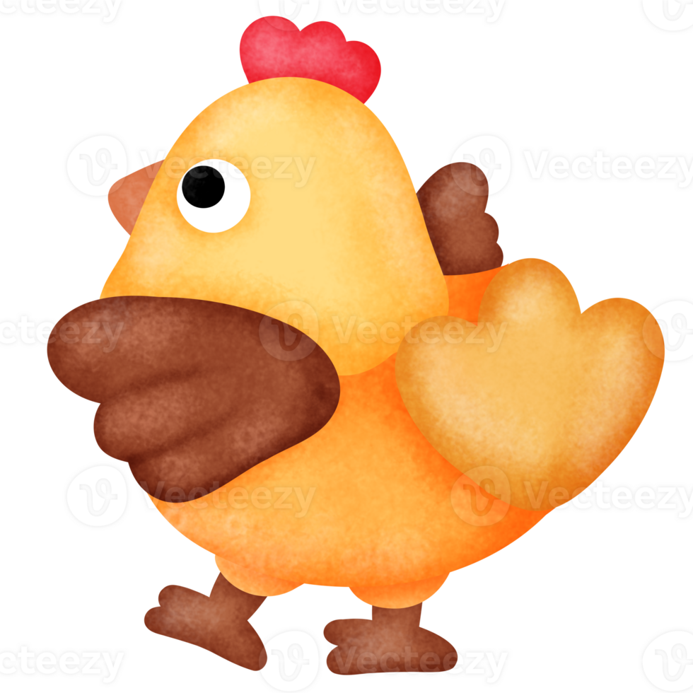 Watercolor Illustration of a Cute Chicken png