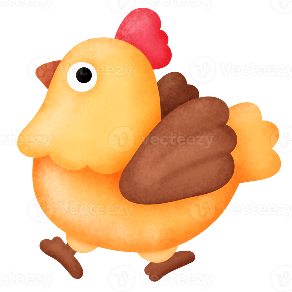 Cartoon Illustration of a Chicken Walking png