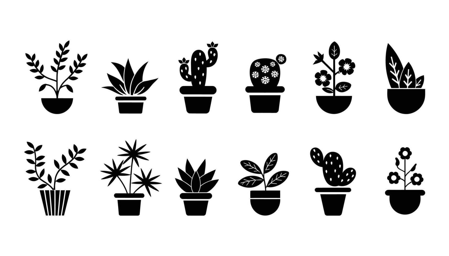 Collection of Minimalist Potted Plants Perfect for Indoor Greenery Designs vector