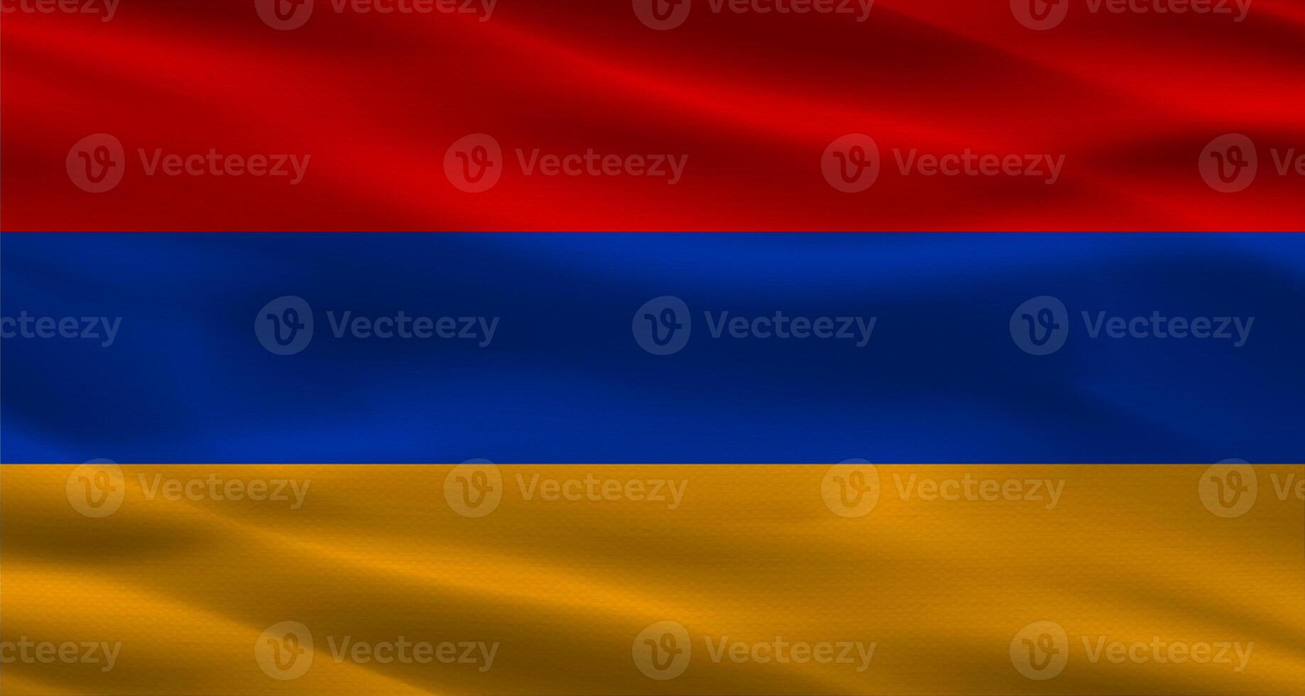 Armenia flag with fabric texture. Realistic flag of Armenia waving photo