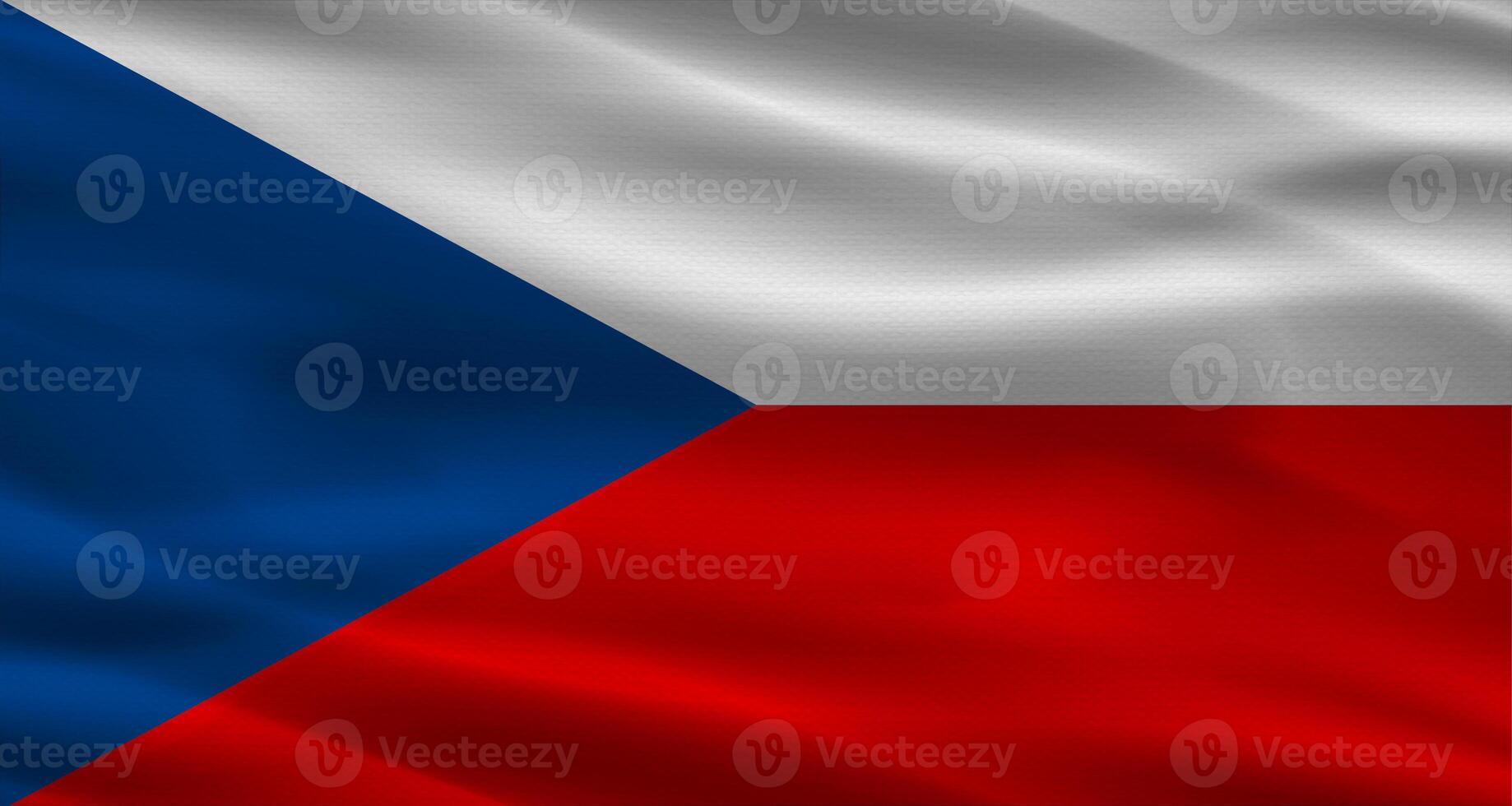 Czech Republic flag with fabric texture. Realistic flag of Czech Republic waving photo